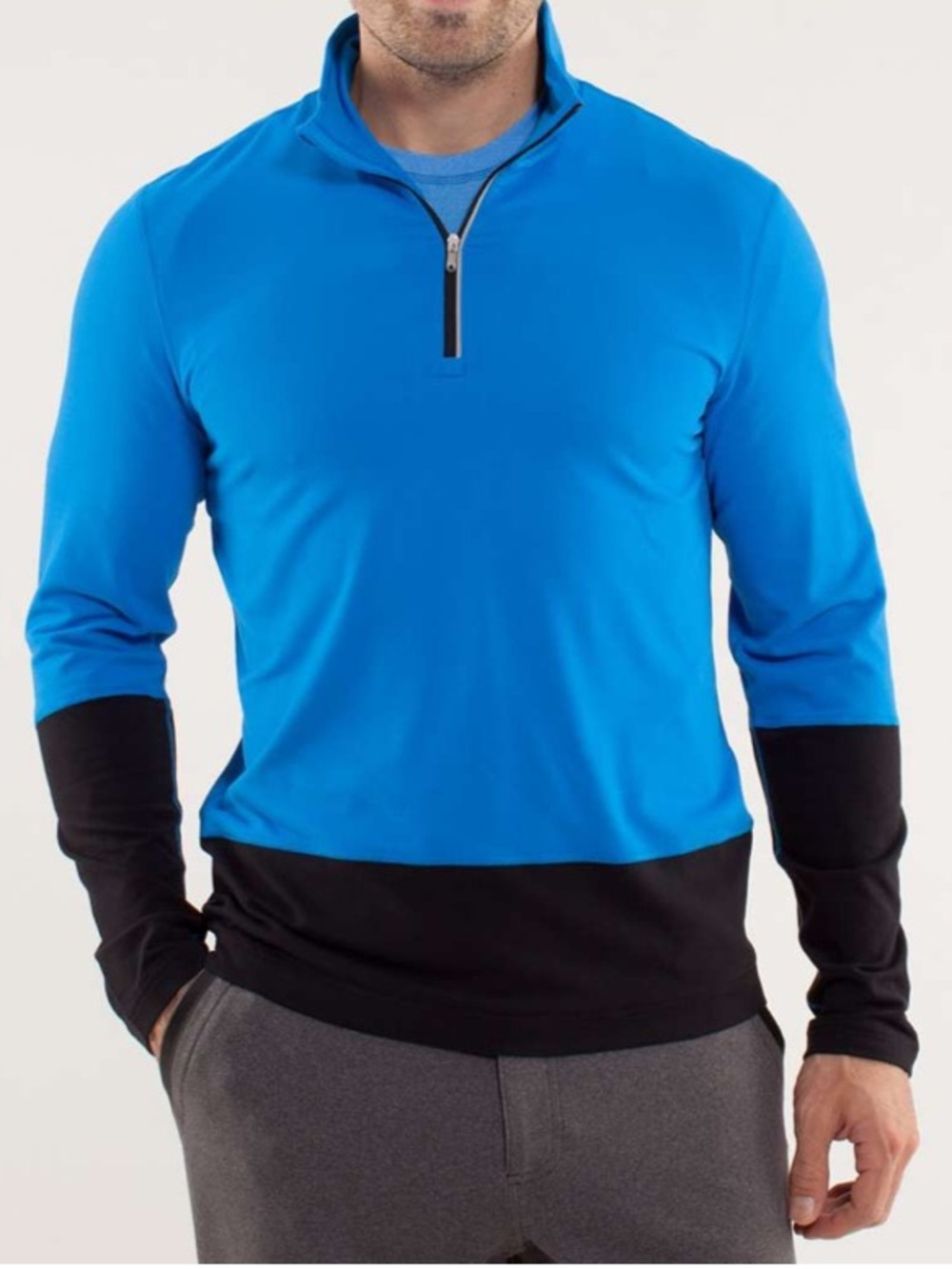 Lululemon Speed Half Zip Mens L Blue Mock Neck Long Sleeve Gym